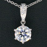 Witgouden solitair hanger met een diamant 1.00 carat, (lab grown), exc