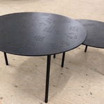 Set van 2 salontafels, bruin, zwarte poten