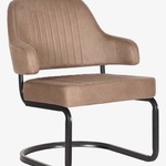 Fauteuil, stone microvezelstof, zwart metalen onderstel