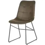 Set van 6 eetkamerstoelen, army microvezelstof, zwart metalen onderste