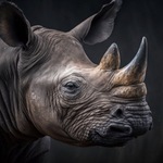 Schilderij gehard glas, neushoorn