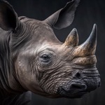 Schilderij gehard glas, neushoorn