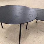 Set van 2 salontafels, bruin, zwarte poten