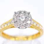 Gouden entourage ring met briljant geslepen diamanten van 1.00 carat