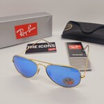 Rayban zonnebril Aviator large metal matte gold blue polarized