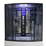 Stoomcabine, Vonato, RectaHydro Max, zwarte cabine, wit bad