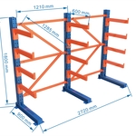 Draagarm stelling 4 M Heda, 2 Sectie’s L ca 272 cm, blauw/oranje