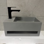 Fontein Solid Surface 35x5x20x16 cm + kraan WB, licht grijs