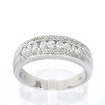 Rij ring met 1.00 carat aan marquise en briljant geslepen natuurlijke