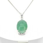 Witgouden hanger met diamant en jade