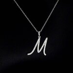 Hanger met natuurlijke diamanten in de letter M, excl. ketting