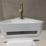 Hoekfontein Solid Surface 35x49x16 cm + kraan WB, wit