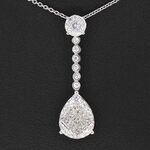 Druppelvormige hanger met briljant en princess geslepen diamanten, exc