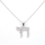 Witgouden hanger chai vol met diamant