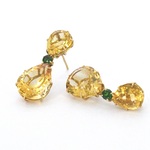 Gouden oorbellen met natuurlijke citrien en Tsavoriet