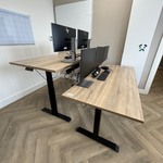 2x Zit-sta bureau, eiken/zwart