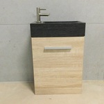 Fontein + kraan 60x40x22 cm WB, l. eiken/zwart