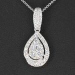 Witgouden hanger met diamanten pear shape, excl. ketting