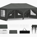 Grote partytent 3×6 meter met zijwanden Woltu, antraciet/zwart