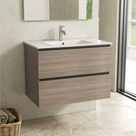 Badkamermeubel 80 cm + wastafel Karo, grey oak