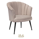 Bella Home Mila – Fauteuil – Velvet – Schelp – Creme met zwarte poten 