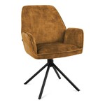 2x Roterende eetkamerstoel, Velvet, cognac