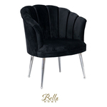 Bella Home Mila – Fauteuil – Velvet – Schelp – Zwarte met zilveren pot