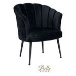Bella Home Mila – Fauteuil – Velvet – Schelp – Zwart met zwarte poten