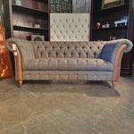 2-Zits bank Chesterfield, Harris Tweed, grijs