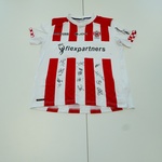 Voetbalshirt  –  Top Oss JDH, rood/wit, gesigneerd, S