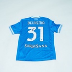 Wedstrijd gedragen Sam Beukema shirt – Napoli Armani, blauw, gesigneer