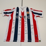 Voetbalshirt Willem II Robey, rood/wit/blauw, gesigneerd, S