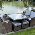 Diningset Vonato, Modern Grey , donker bruin