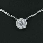 Witgouden ketting en hanger bezet met briljant geslepen diamant, incl.