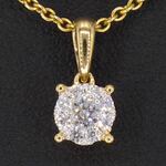 Gouden entourage hanger met briljant geslepen diamanten, excl. ketting