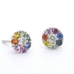 Witgouden oorbellen met natuurlijke diamant en saffieren