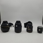 4x Camera lens, Nikon, O.a. AF-S Micro Nikkor 105mm 1:2.8G ED VR