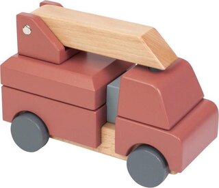 Speelgoedauto Sebra, Wooden Stacking Fire Truck, rood