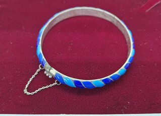 Antieke Sterling Zilveren Armband Cloisonné