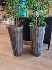 2x Decoratieve plant in hoge emmer