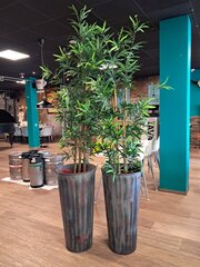 2x Decoratieve plant in hoge emmer