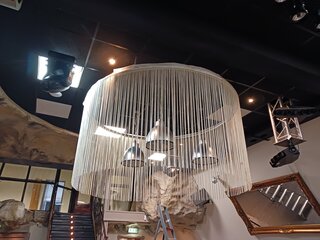 3x Industriële plafondlamp met decoratieve ring