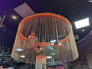 3x Industriële plafondlamp met decoratieve ring