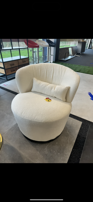 Fauteuil rond wit teddy incl. kussen, 2024