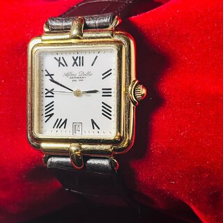 Alfons Doller 18kt EP gouden heren tank horloge - Santos model