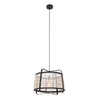 2x Hanglamp Capos 3511ZW zwart met jutte E27 fitting Anne light, Zwart