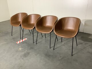 4x Eetkamerstoelen Zuiver, Feston armchair, bruin