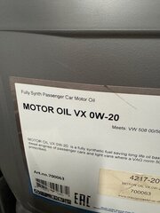 2x jerrycan motorolie 20 liter 77 Lubricants, VX 0W-20