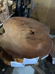 Ca. 1x Makka Kabbes tafelblad rond, 1370x1100mm, lengte 100cm