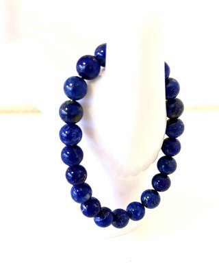 Kralen armband Zuiver Lapis Lazuli, Rekbaar, blauw, bouwjaar 2024